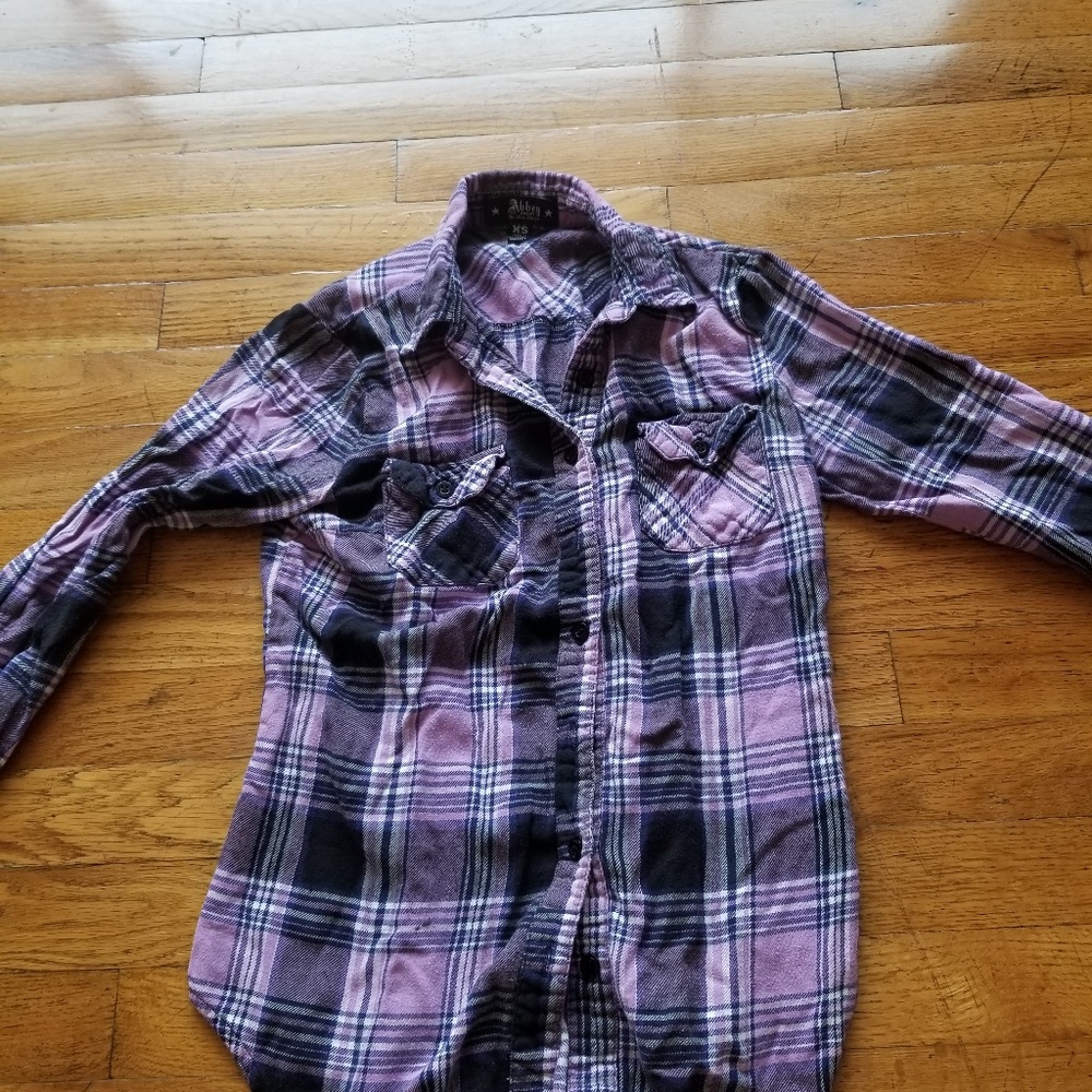 Purple Plaid Button dow